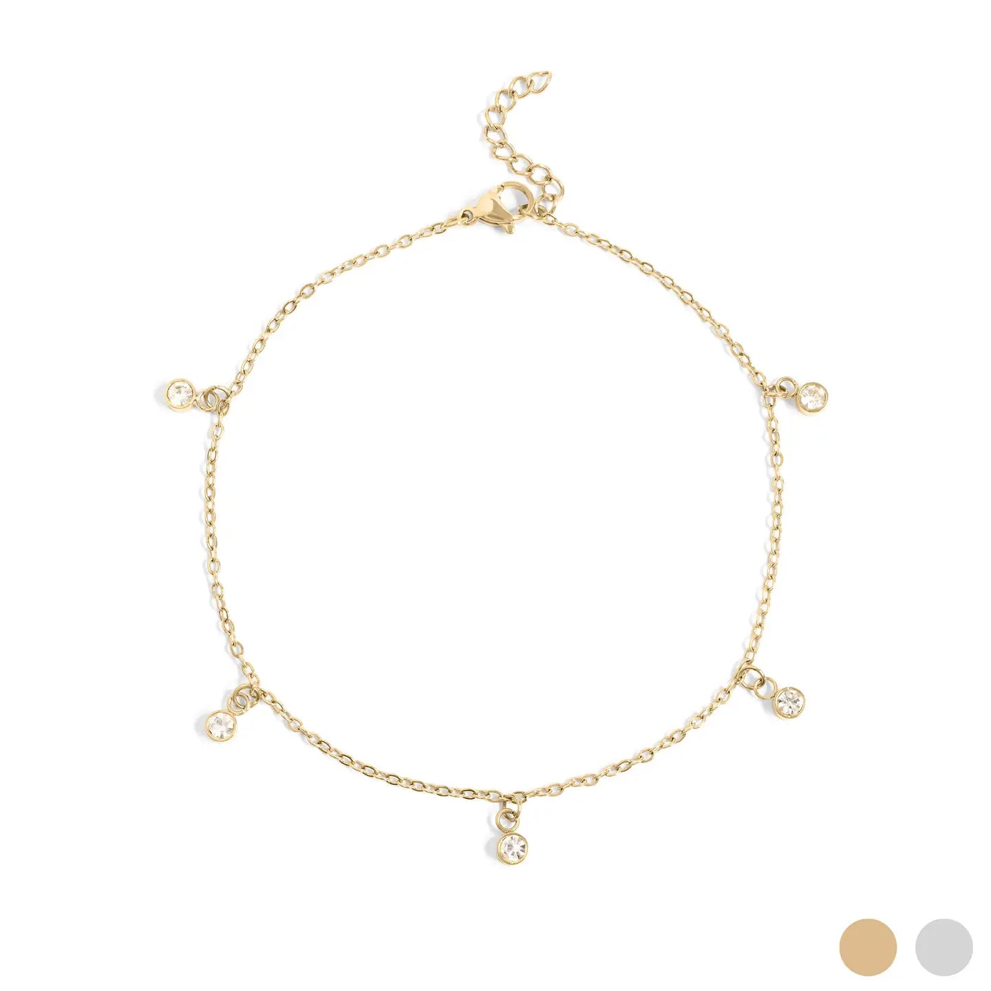 Clear Stone Charm Anklet