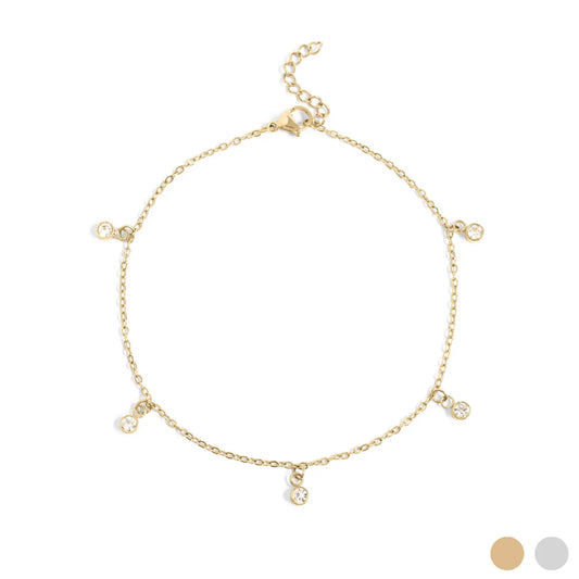 Clear Stone Charm Anklet