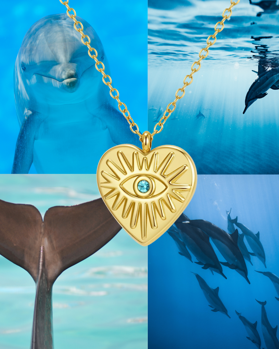 Evil Eye Heart Pendant Necklace
