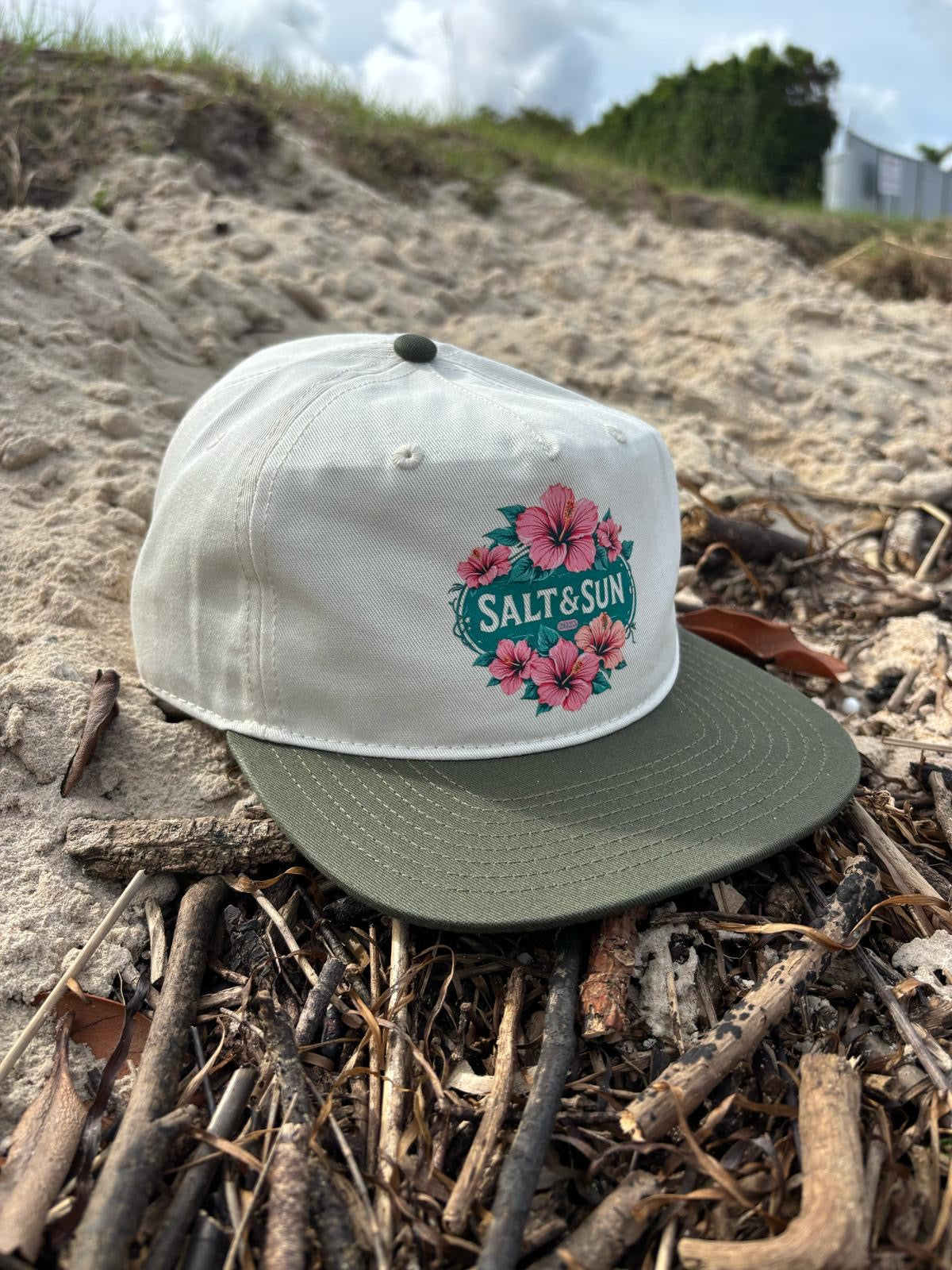 Pink Hibicus Flat Brim Cap