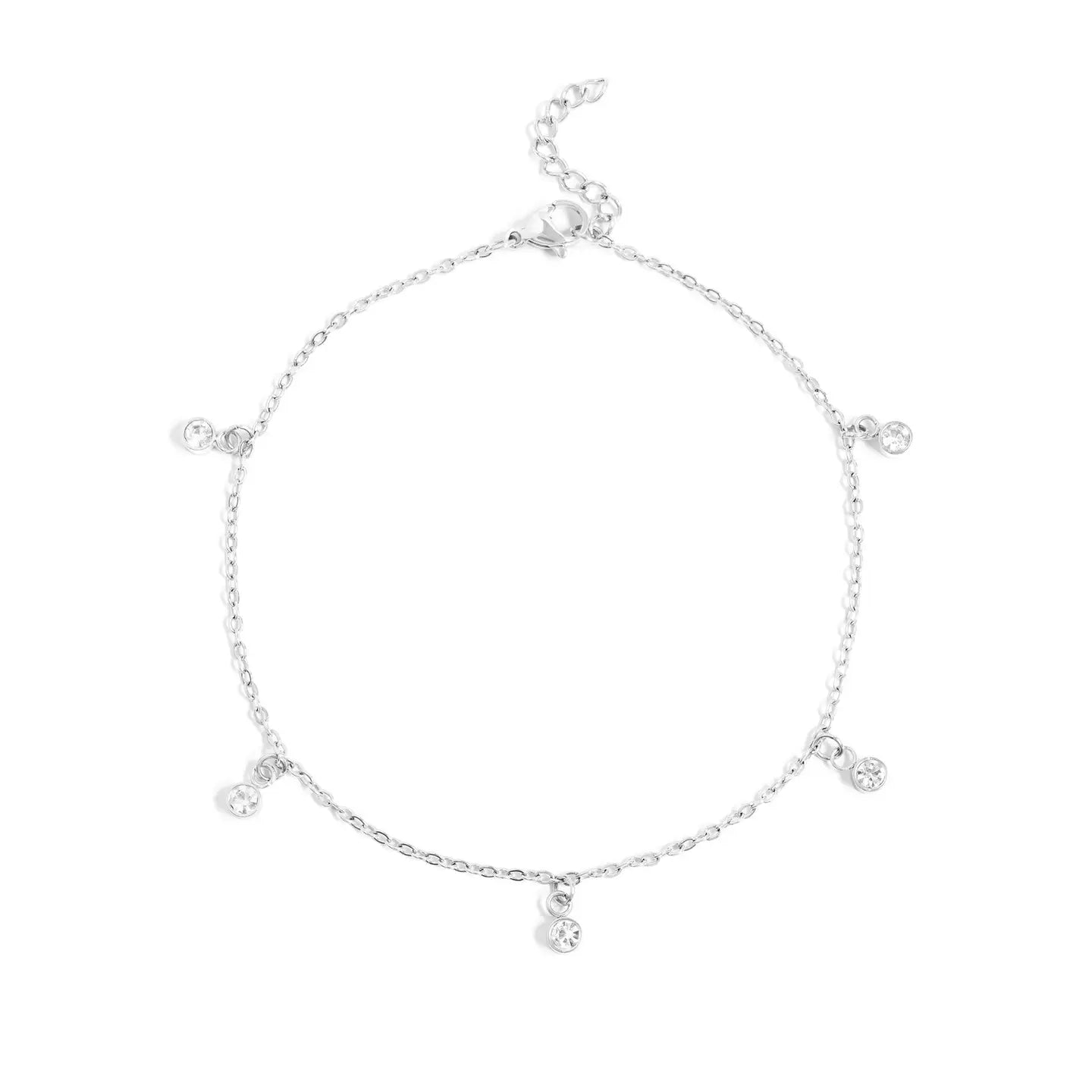 Clear Stone Charm Anklet