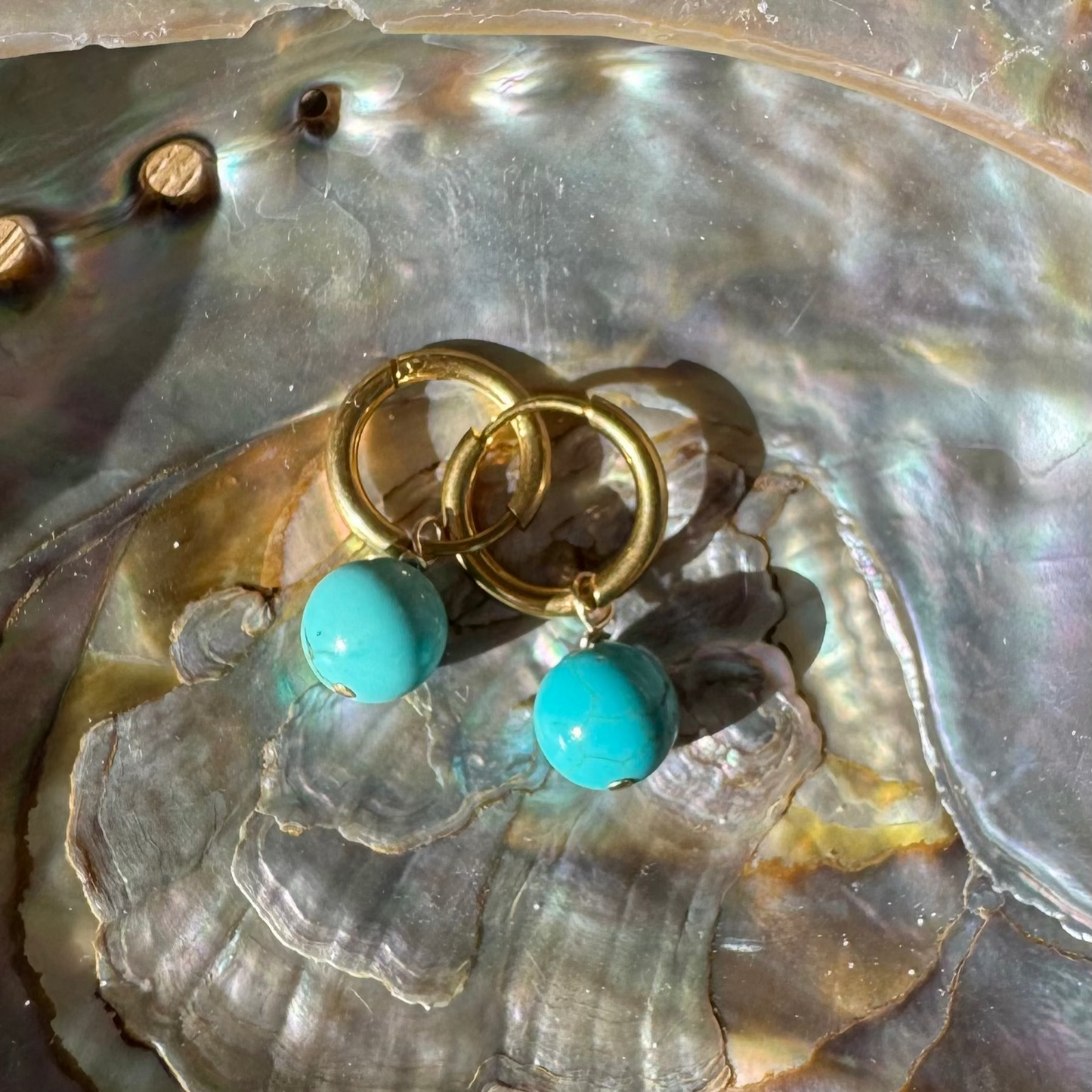 Turquoise Huggies Earrings