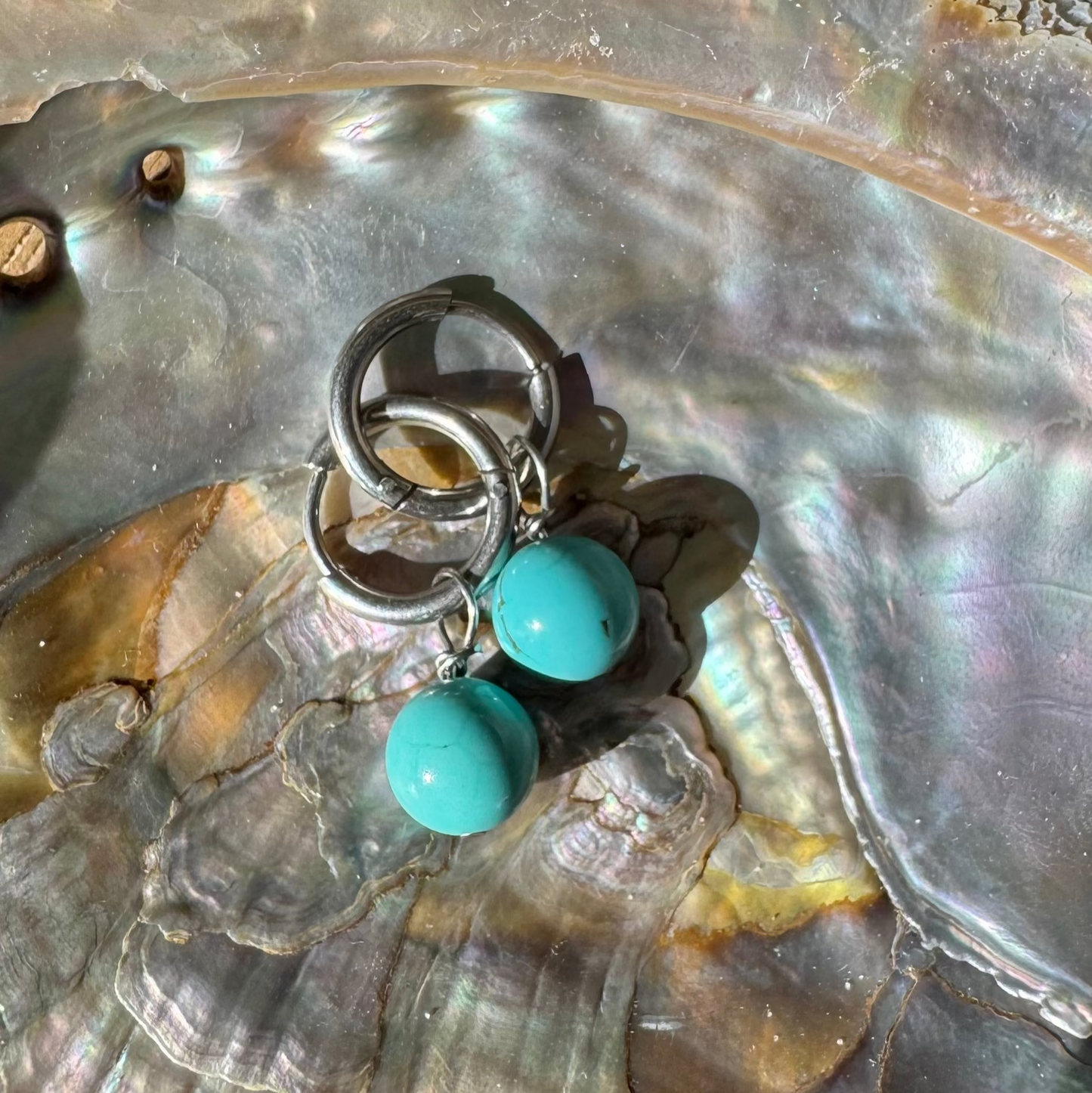 Turquoise Huggies Earrings