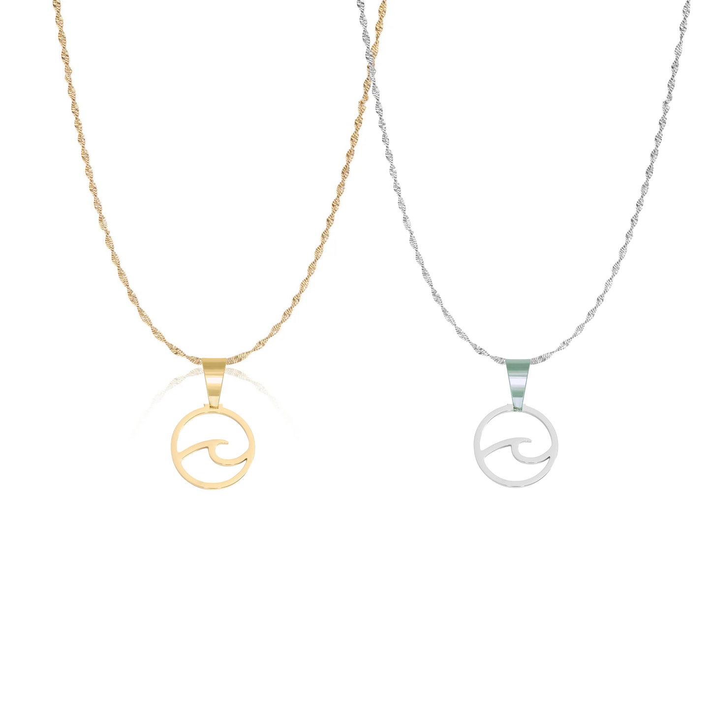 Round Wave Pendant  Necklace