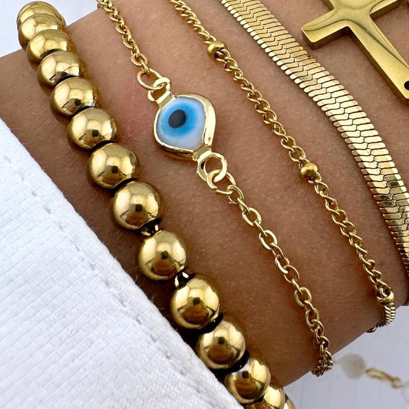 Evil eye bracelet stack