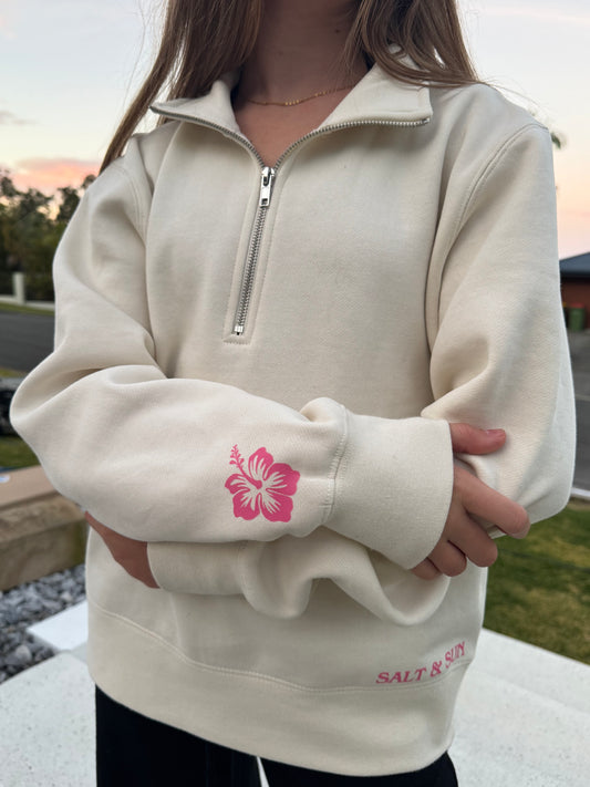 Salt and Sun Ladies TL - Ocean Life Half Zip Jumper