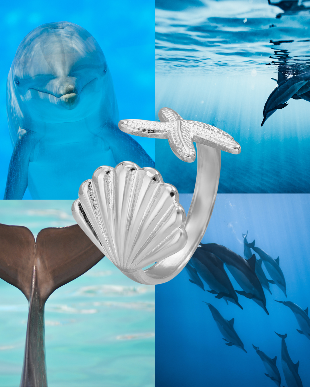 Starfish and Seashell Ring
