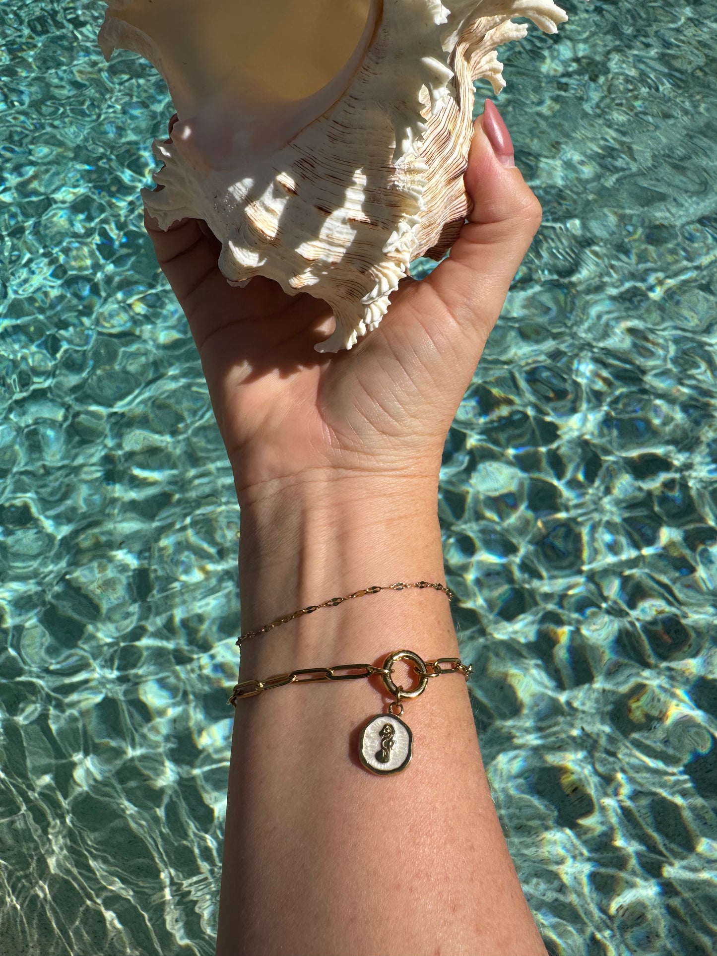 Paperclip Charm Keeper Bracelet- PVD Gold Plated Stainless Steel