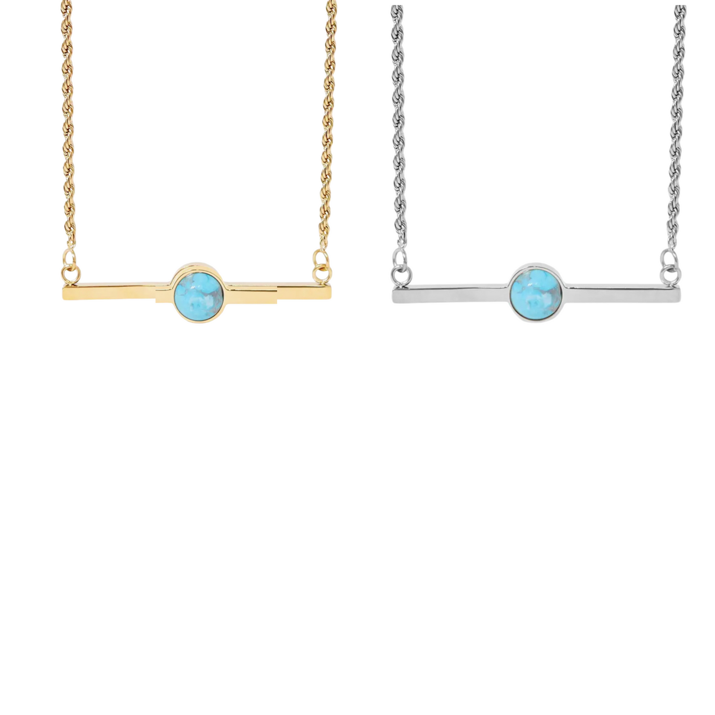 Turquoise Natural Stone Bar Necklace