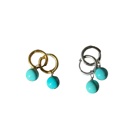 Turquoise Huggies Earrings