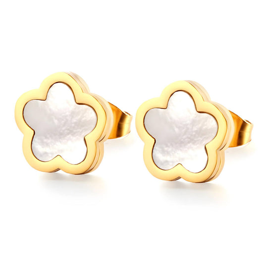 White Flower Stud Earrings