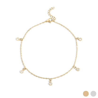 Clear Stone Charm Anklet