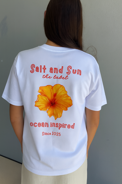 Salt and Sun TL Adult- Orange Hibiscus Tee