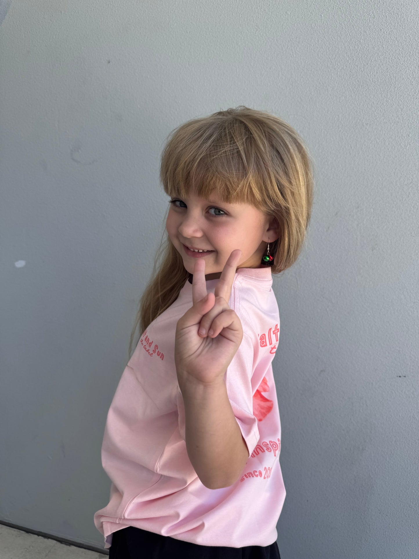 Salt and Sun TL Youth- Peach Hibiscus Tee