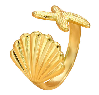 Starfish and Seashell Ring