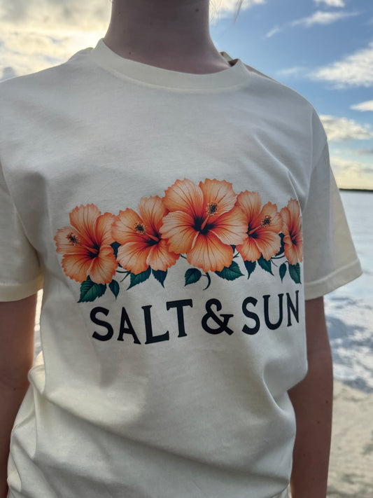 Salt and Sun TL Adult - Orange Hibiscus Tee