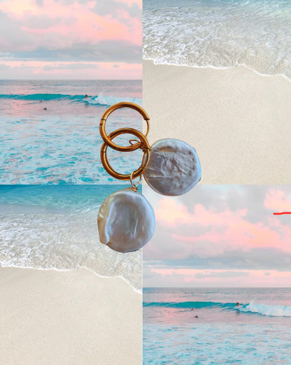 Freshwater Coin Pearl Earrings- Large