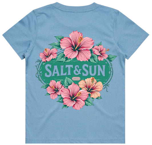 Salt and Sun Youth- Pink Hibiscus Tee