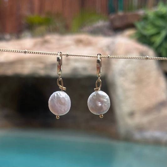 Pearl Huggie Earrings