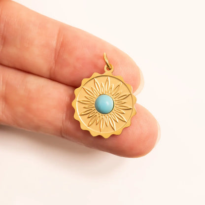 Round Flower with Turquoise Necklace