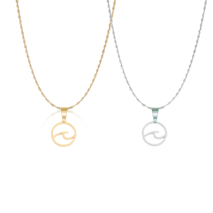 Round Wave Pendant  Necklace