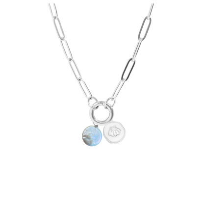 Paperclip Chain Pendant Keeper Necklace- SS