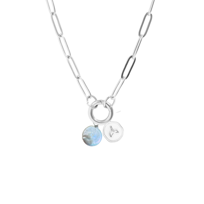 Paperclip Chain Pendant Keeper Necklace- SS