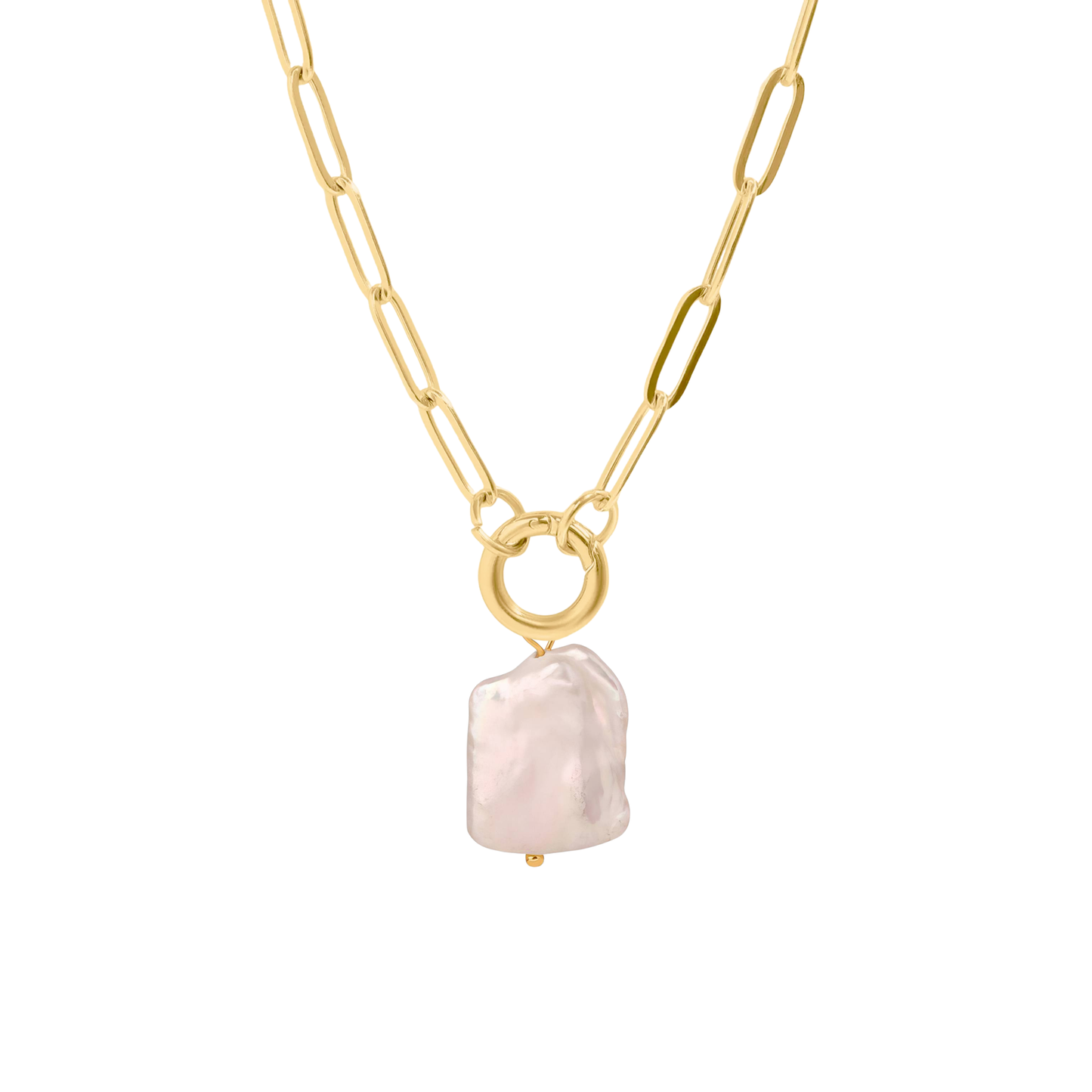 Pearl Paperclip Keeper Pendant Necklace