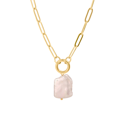 Pearl Paperclip Keeper Pendant Necklace