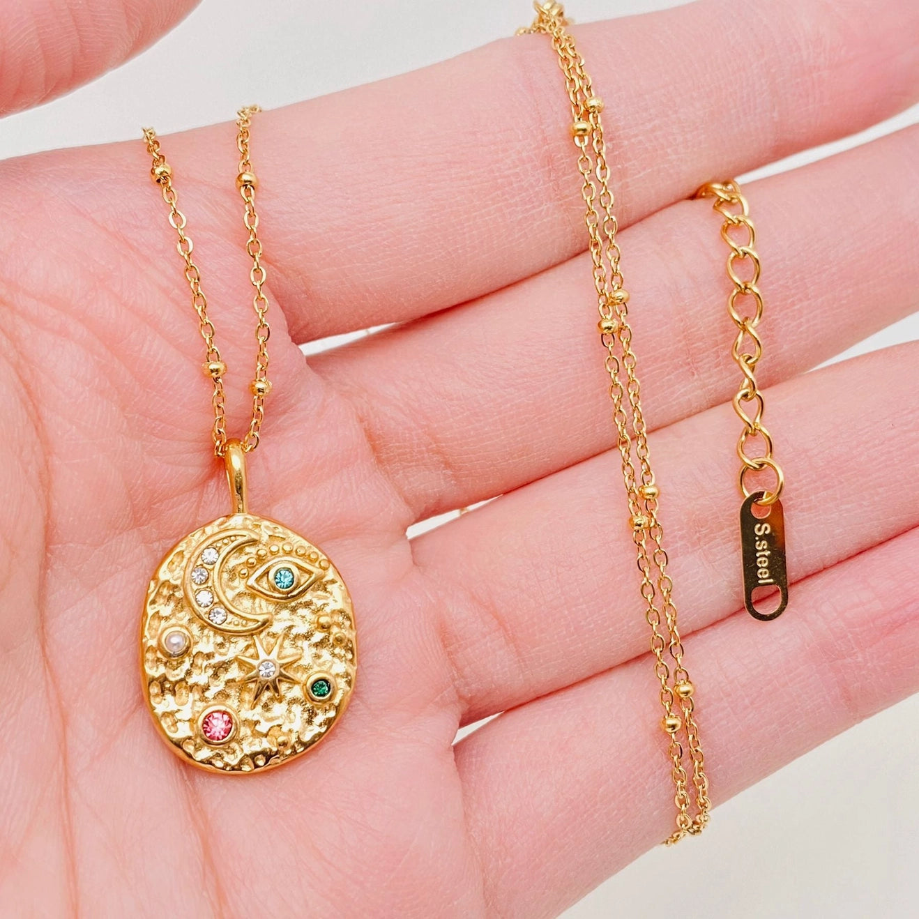 Star Moon Eye Pendant Necklace