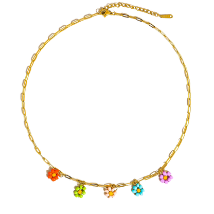 Beaded Daisy Paperclip Necklace
