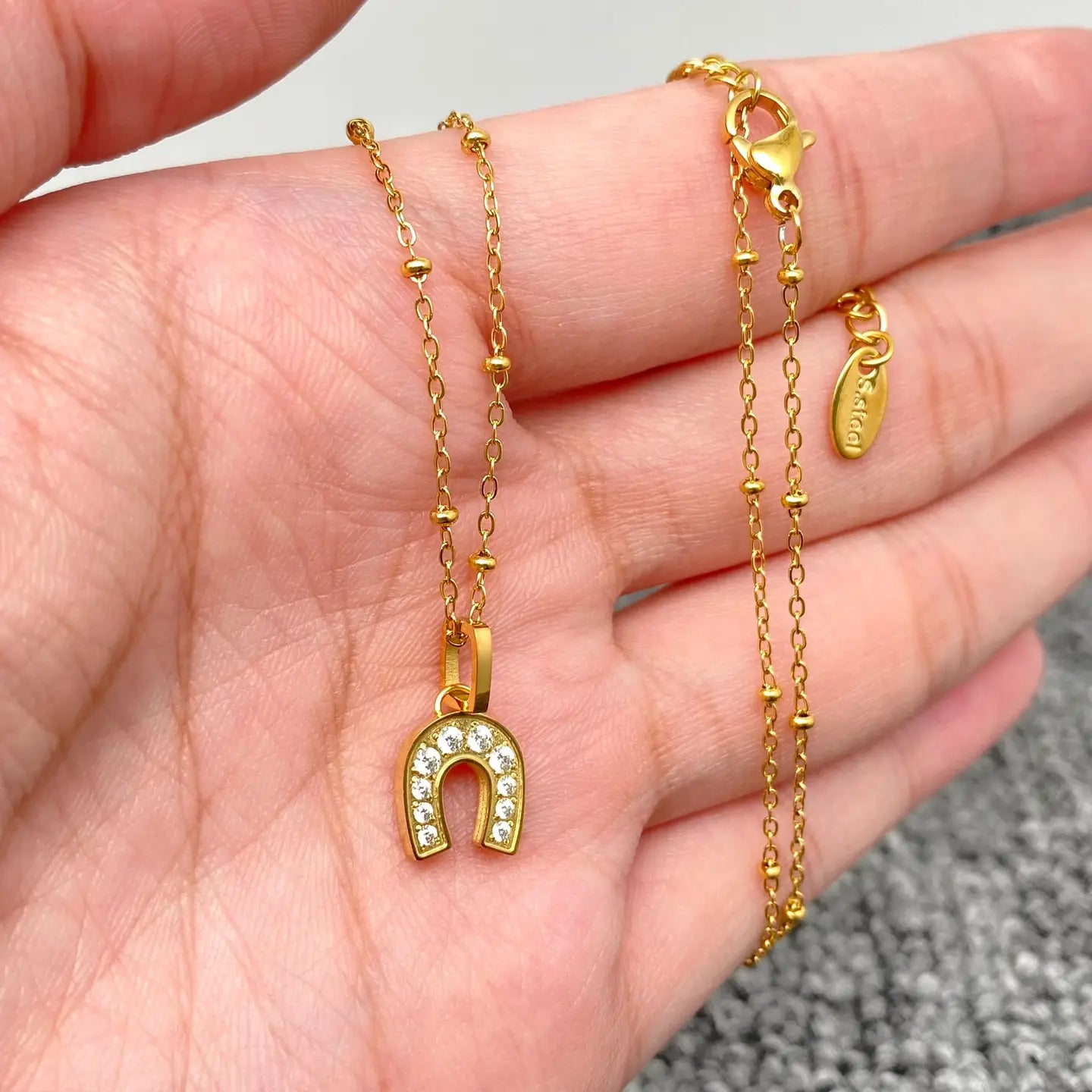 CZ Horse Shoe Necklace