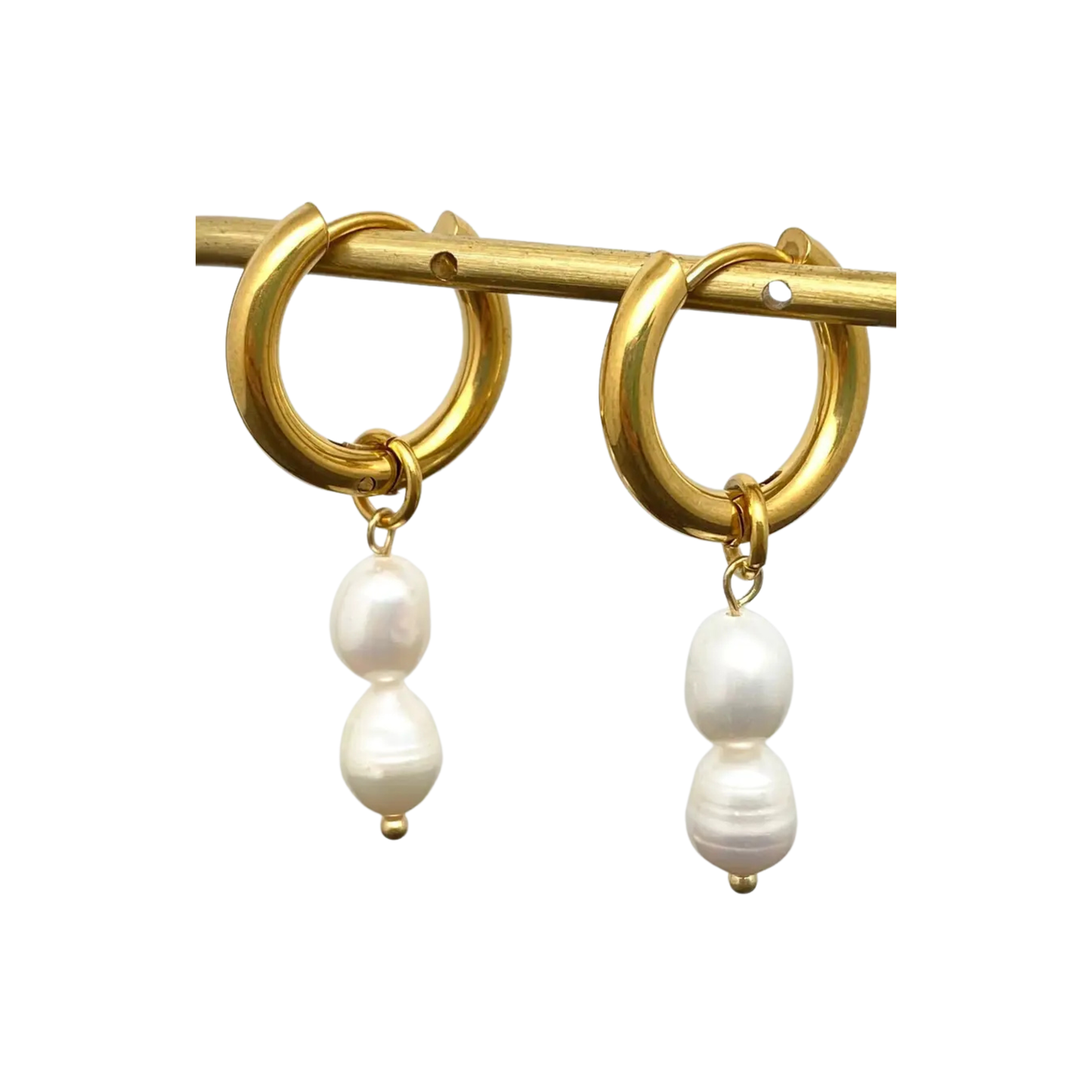 Chunky Pearl Huggies Earrings