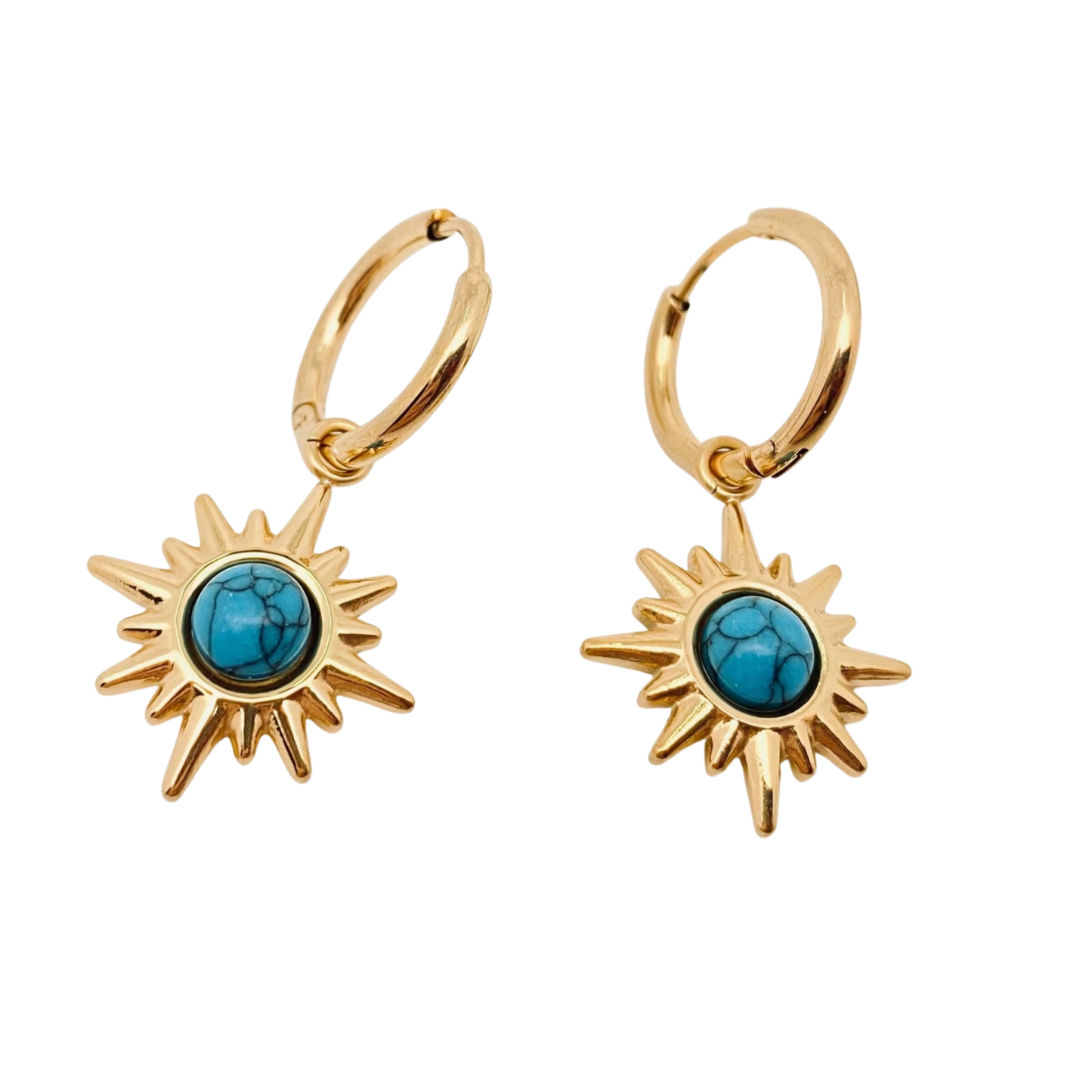 Turquoise Sun Huggies Earrings