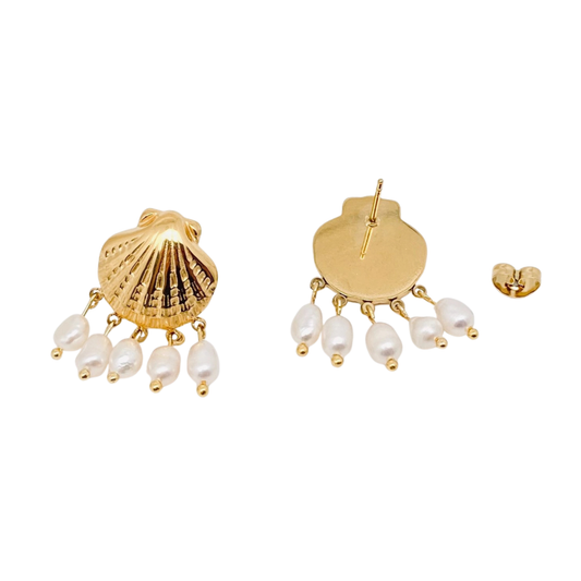 Shell Pearl Stud Earrings