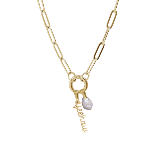 Yeehaw Pearl Paperclip Keeper Pendant Necklace