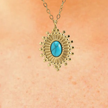 Turquoise Stone Shield Necklace