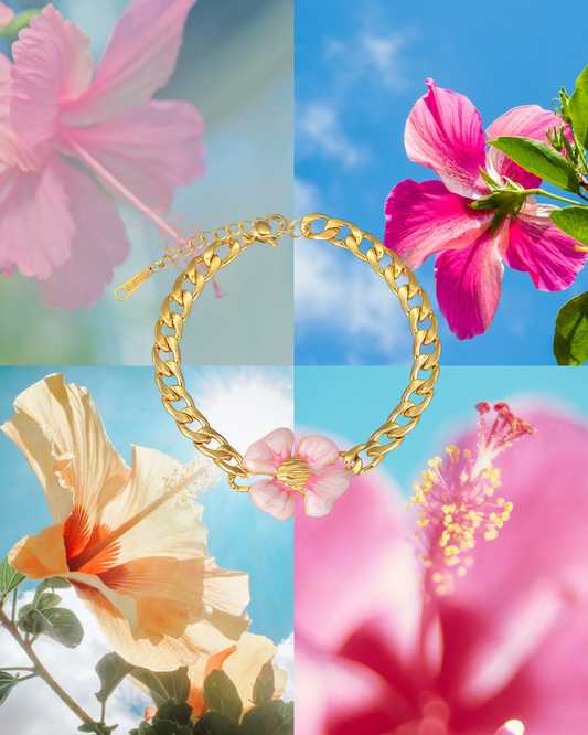 Pink flower bracelet