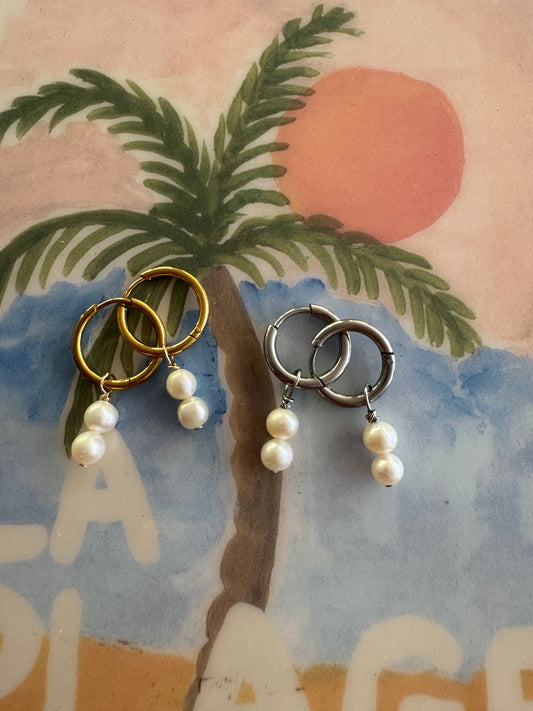 Mini Freshwater Pearl Stack Earrings