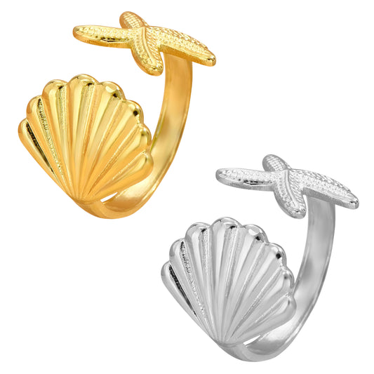 Starfish and Seashell Ring