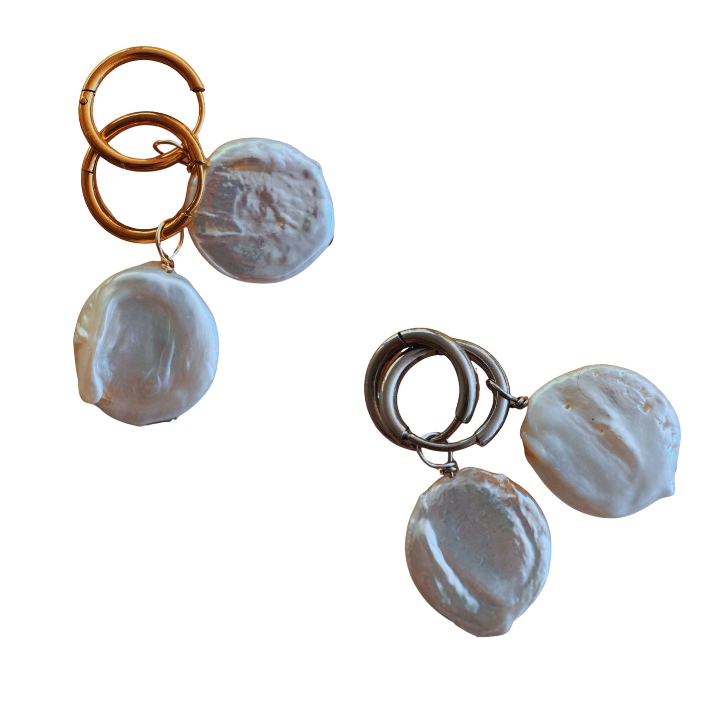 Freshwater Coin Pearl Earrings- Large