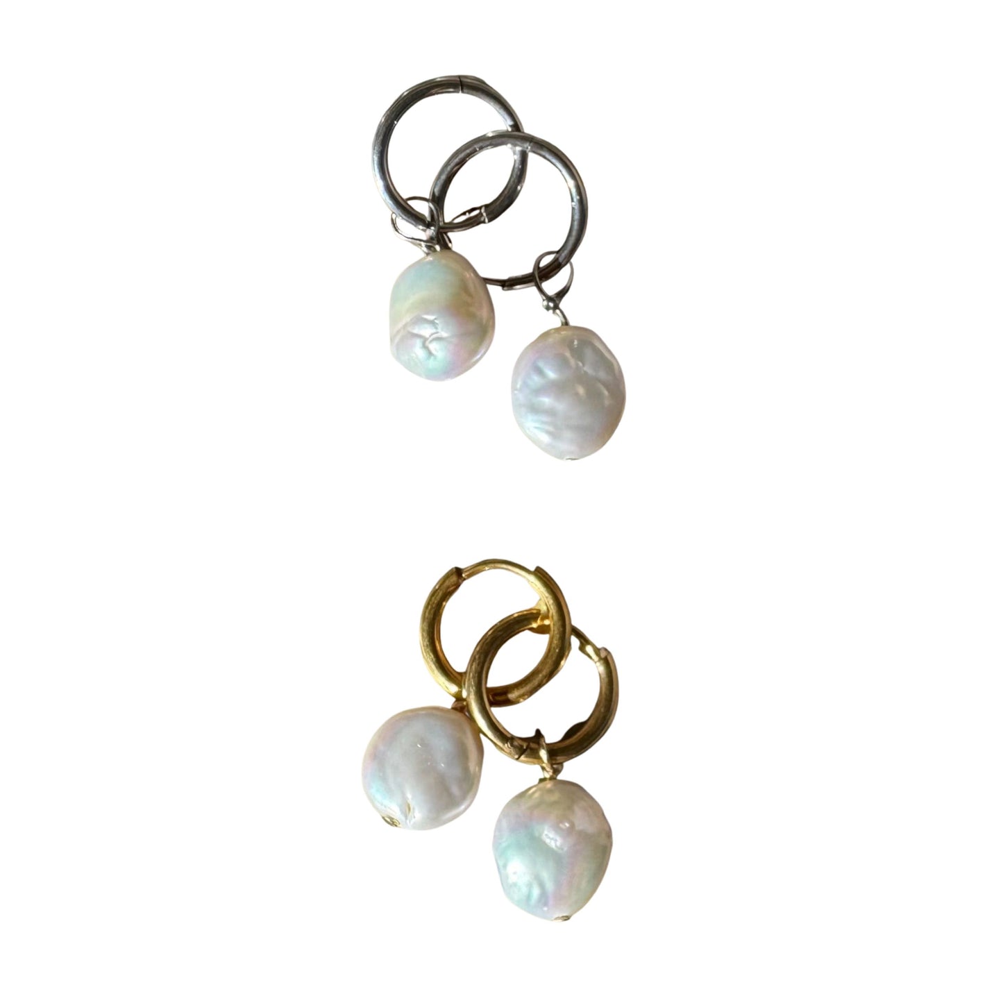 Freshwater Coin Pearl Earrings- Medium