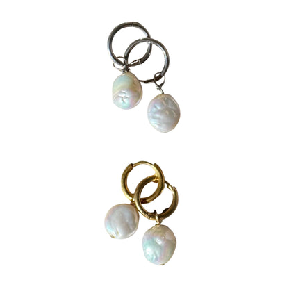 Freshwater Coin Pearl Earrings- Medium