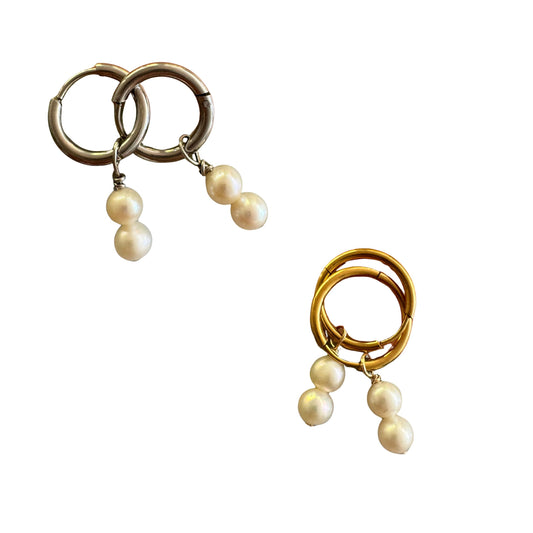 Mini Freshwater Pearl Stack Earrings