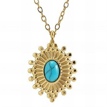 Turquoise Stone Shield Necklace
