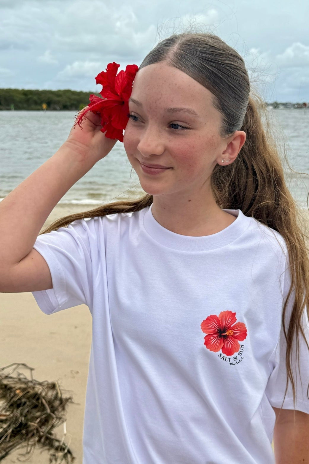 Salt and Sun TL Adult- Red Hibiscus Tee