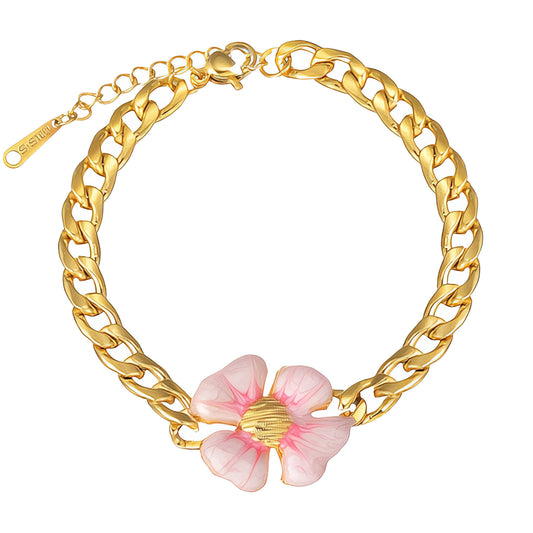 Pink flower bracelet